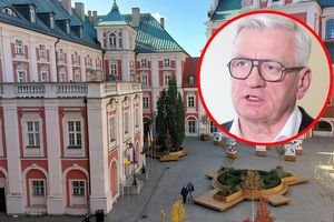 Budynek urzędu miasta w Poznaniu oraz twarz Jacka Jaśkowiaka