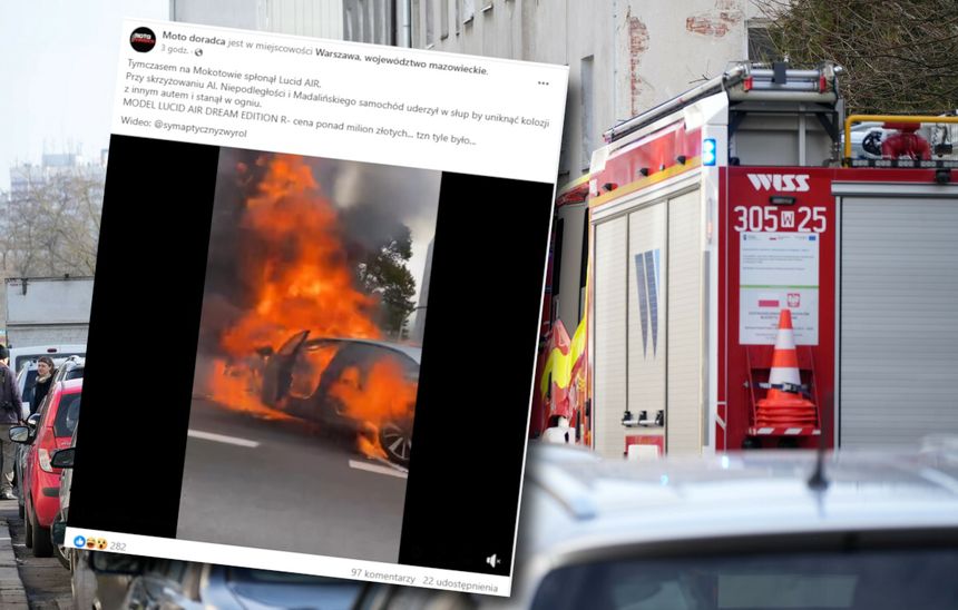 Spłonął luksusowy "elektryk" w Warszawie