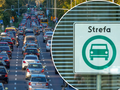 Korek uliczny i znak Strefy Czystego Transportu