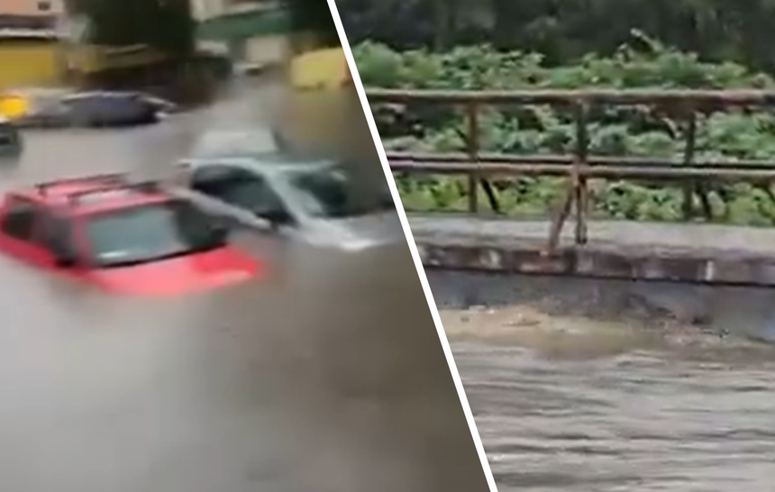 Zalane ulice i rwąca rzeka