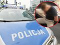 Policja i zatrzymany mężczyzna