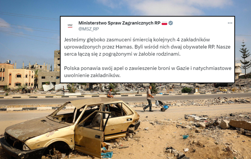 Zniszczenia w Strefie Gazy i komunikat MSZ