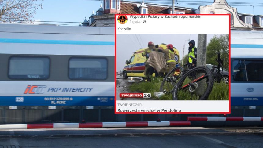 Koszalin potrącenie rowerzysty przez pociąg