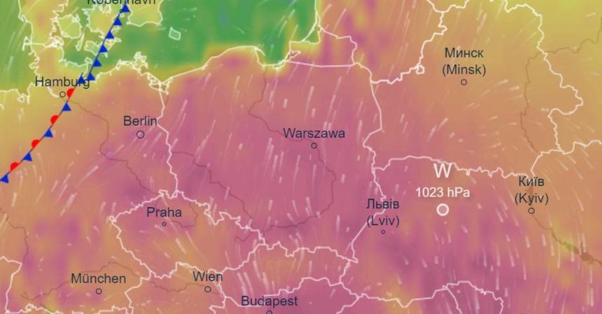 Mapa temperatury w Europie