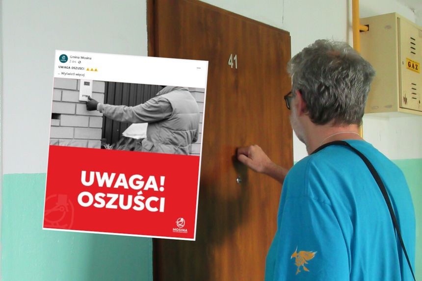 Mężczyzna puka do drzwi