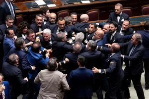 Bójka we włoskim parlamencie
