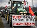 Proputinowski baner na proteście rolników