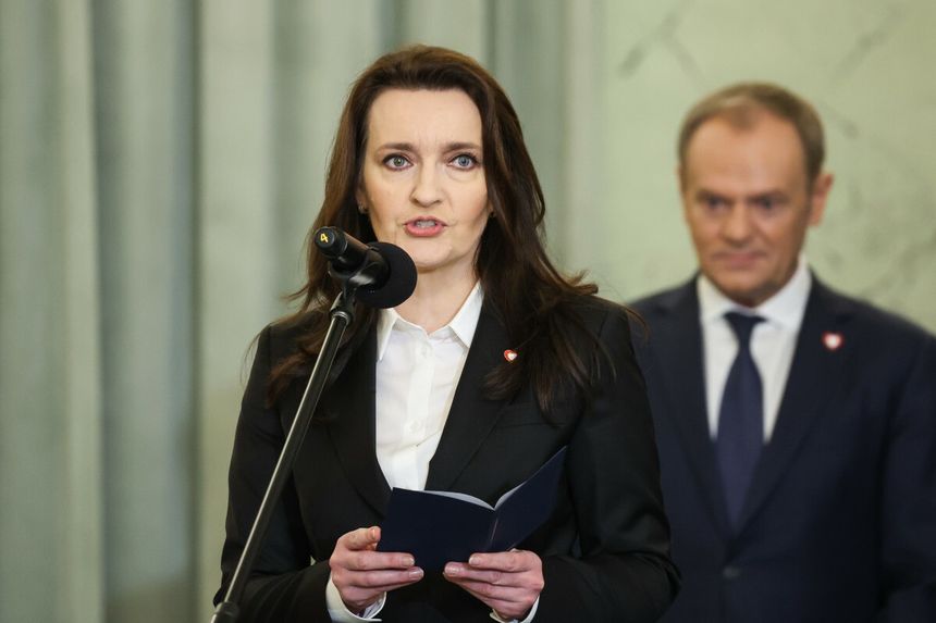Marzena Okła-Drewnowicz i Donald Tusk