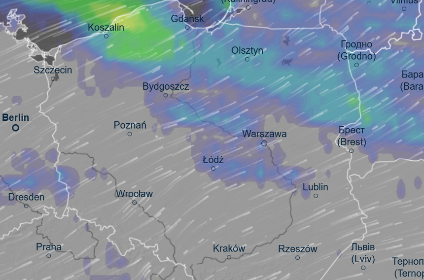 niespokojna pogoda w poniedziałek