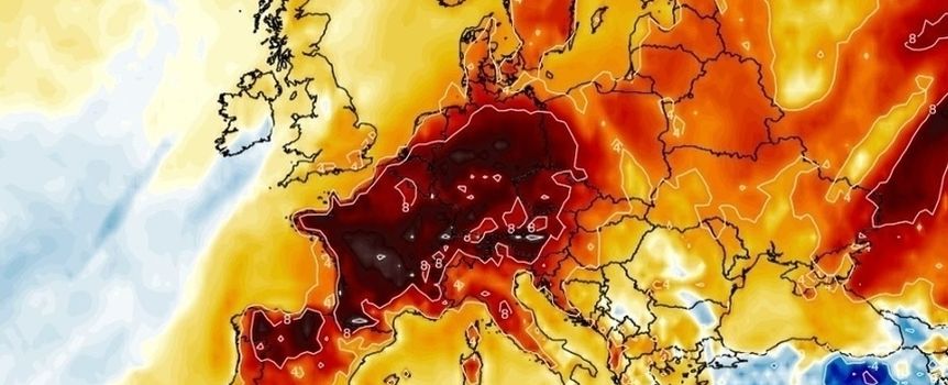 Anomalie temperatury w poniedziałek o godz. 12