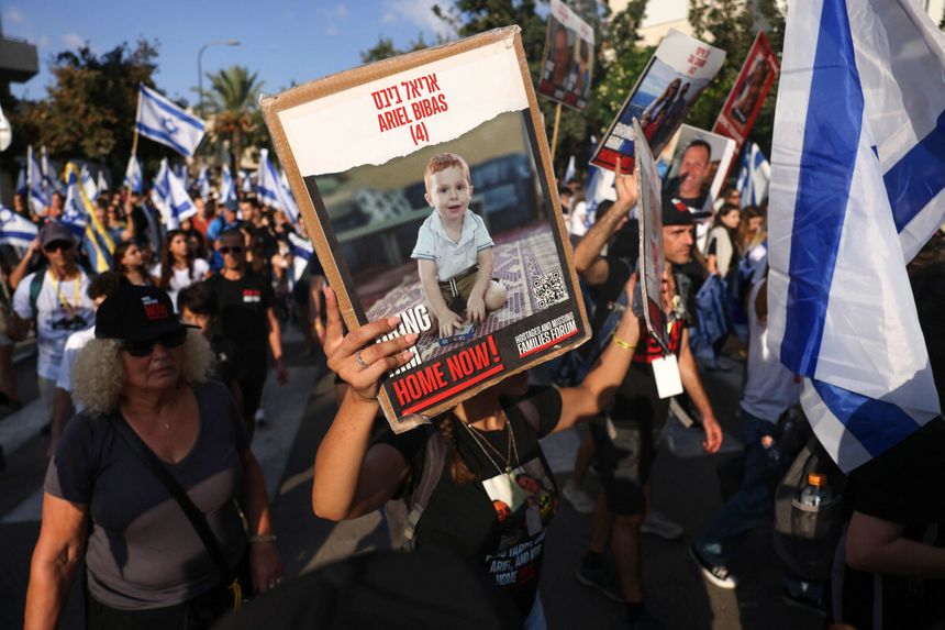 Demonstracja rodzin zakładników Hamasu w Modiin
