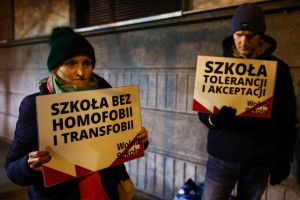 Demonstracja przed Kuratorium Oświaty