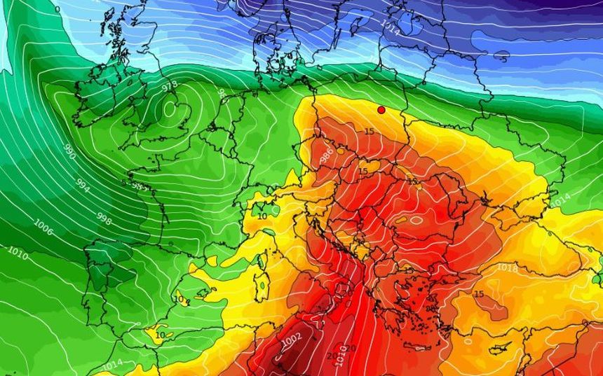 Mapa temperatury w Europie