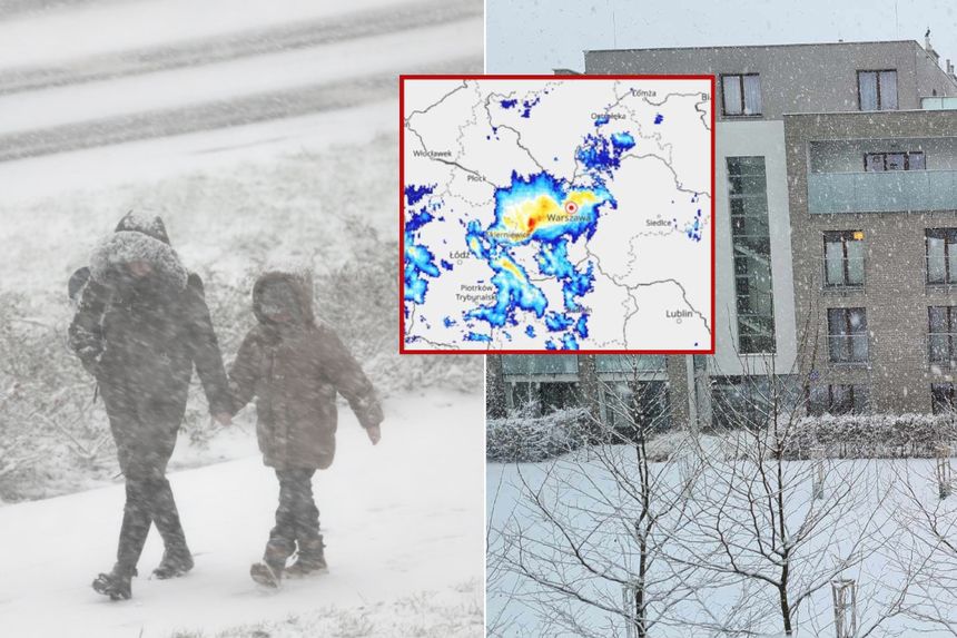 burza śnieżna w Warszawie