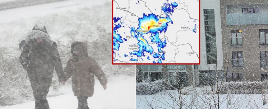 burza śnieżna w Warszawie