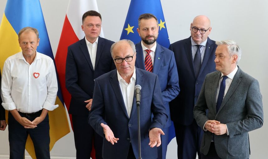 Donald Tusk, Szymon Holownia, Wladyslaw Kosniak-Kamysz, Wlodzimierz Czarzasty, Piotr Zgorzelski, Robert Biedron