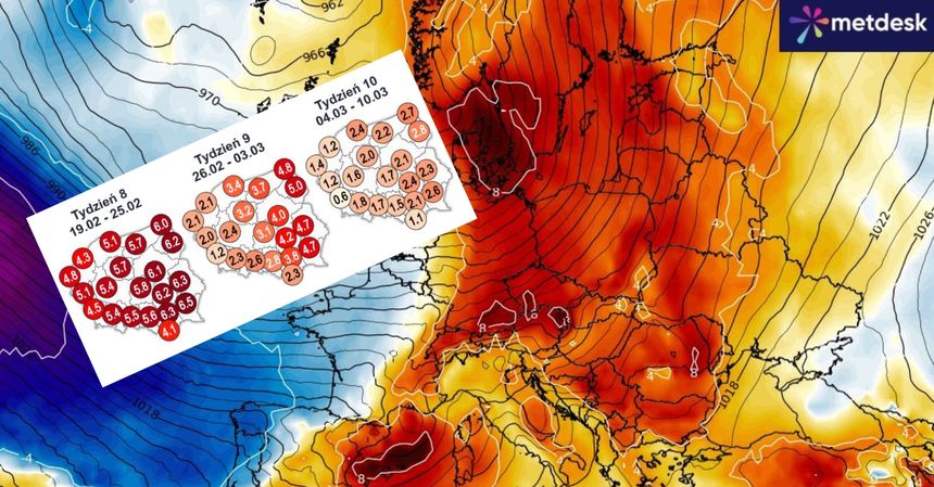 Dodatnia anomalia średniej temperatury