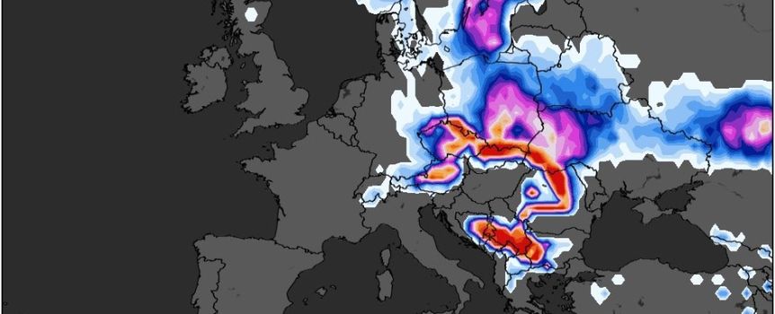 Mapa prawdopodobieństwa opadów śniegu