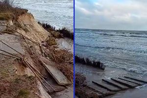 Plaża w Lubiatowie sztorm