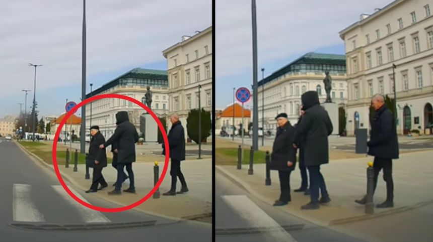 Kaczyński omal nie wszedł pod auto