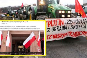 skandaliczny baner na proteście rolników