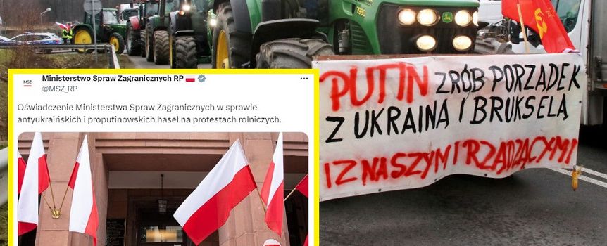 skandaliczny baner na proteście rolników