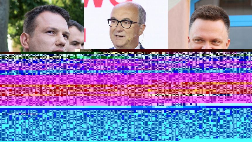 Kolaż Mentzen, Czarzasty i Hołownia