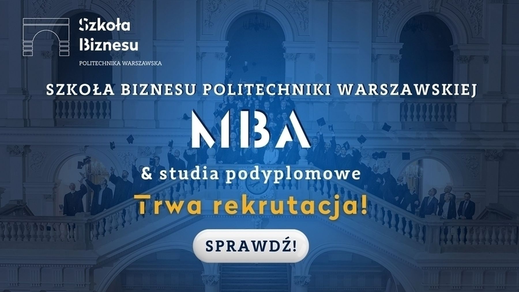 baner rekrutacyjny Szkoły Biznesu Politechniki Warszawskiej