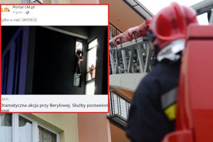 Konin. Uratowali zwisającego z okna