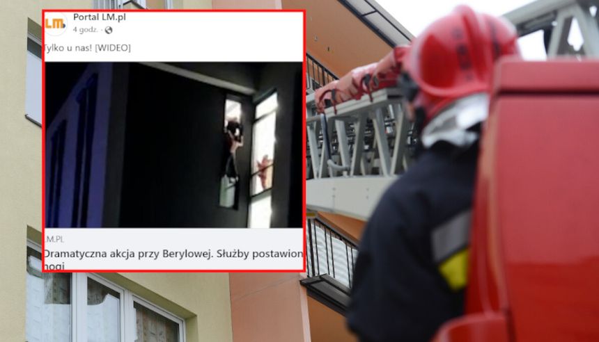 Konin. Uratowali zwisającego z okna