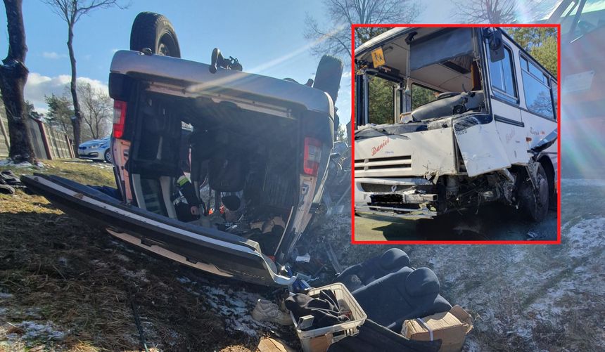 Kadłubówka. Wypadek autobusu i citroena