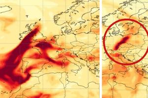 Symulacja chmury dymu wędrującej znad Kanady
