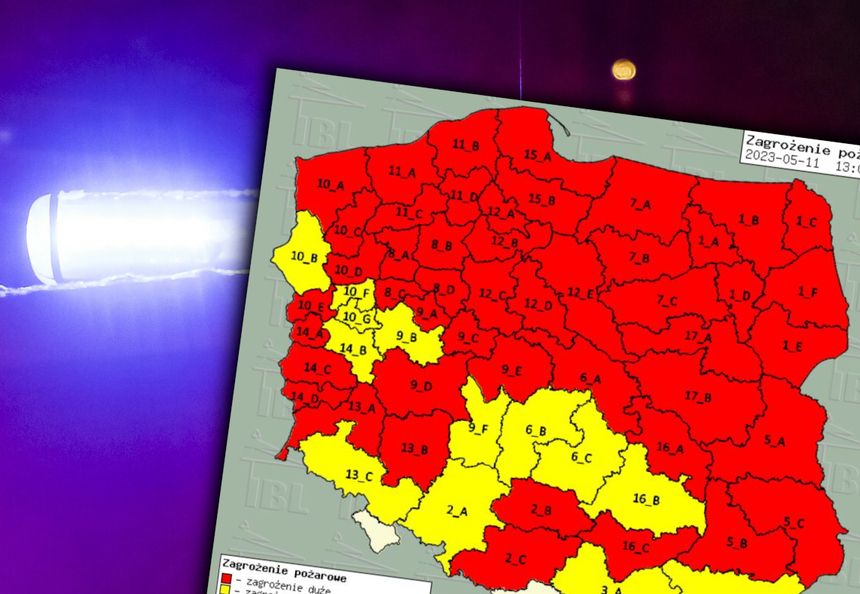 Zagrożenie pożarowe w Polsce - mapa