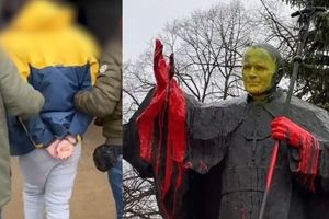 Łódź: to on oblał pomnik Jana Pawła II farbą