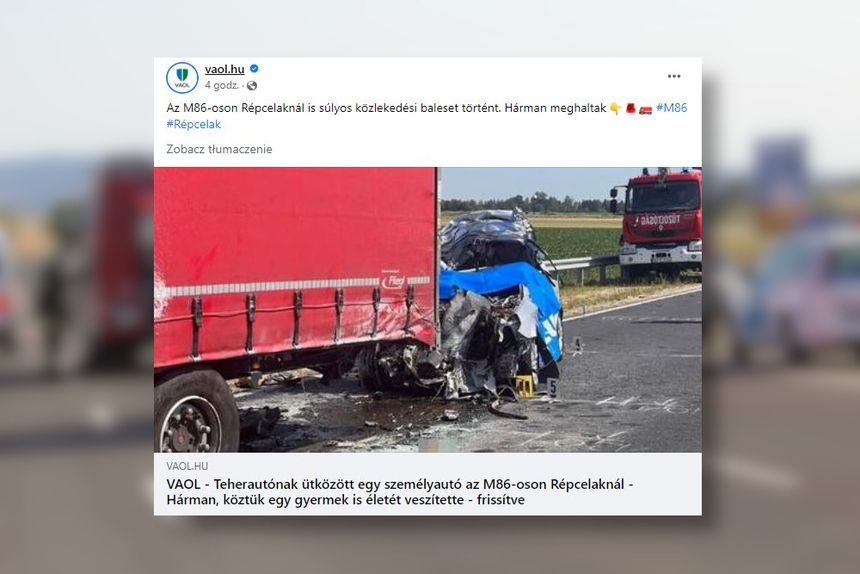 Wypadek polskiej rodziny na Węgrzech