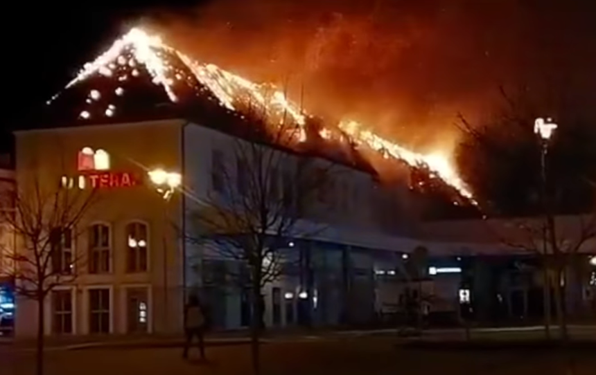 Pożar galerii handlowej w Ełku