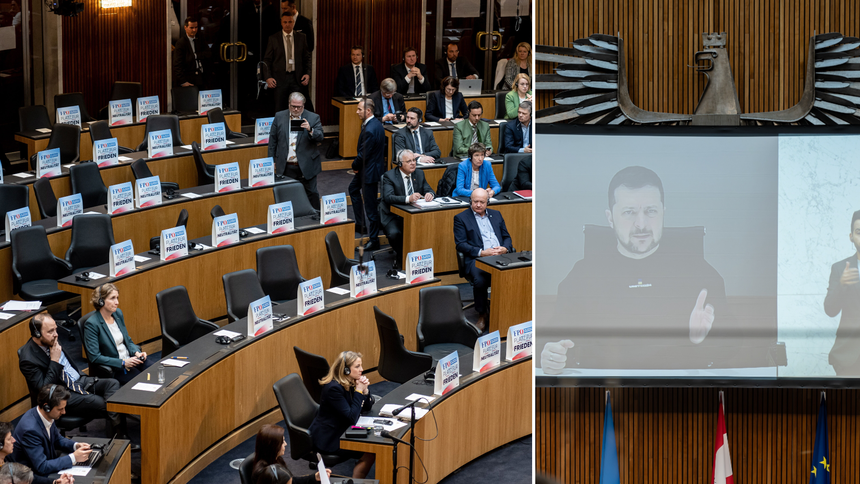 Zełenski w austriackim parlamencie