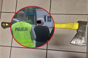 zaatakował sąsiadkę siekierą