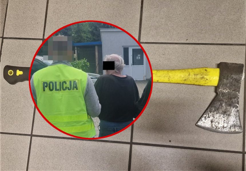 zaatakował sąsiadkę siekierą