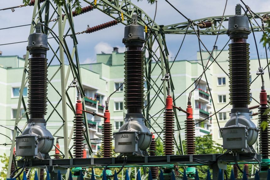 transformator na tle bloków mieszkalnych