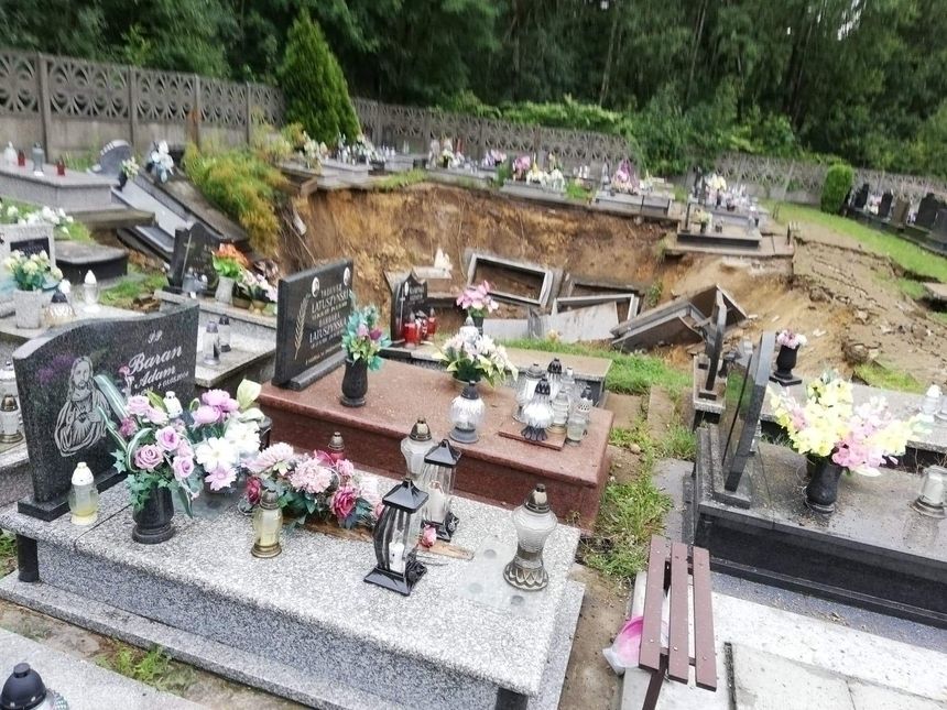 Ziemia zapadła się na cmentarzu
