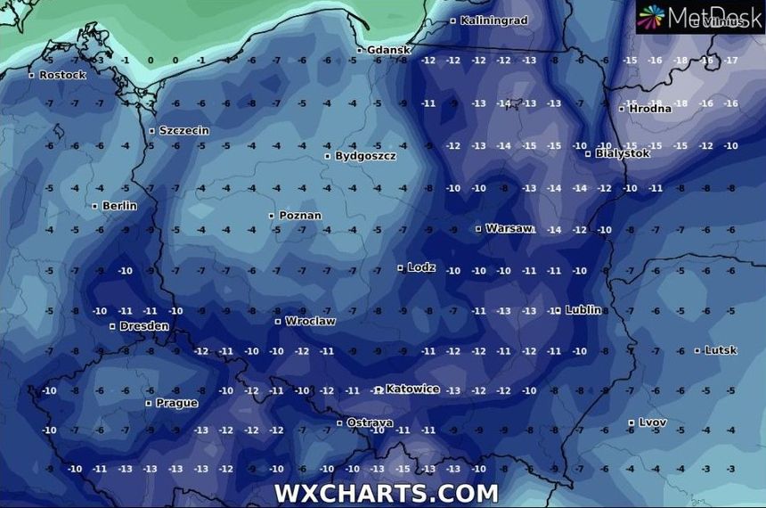 Minimalna temp. w niedzielę o północy