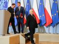 Jarosław Kaczyński, Mariusz Kamiński, Maciej Wąsik w KPRM, 14 czerwca 2022. 
