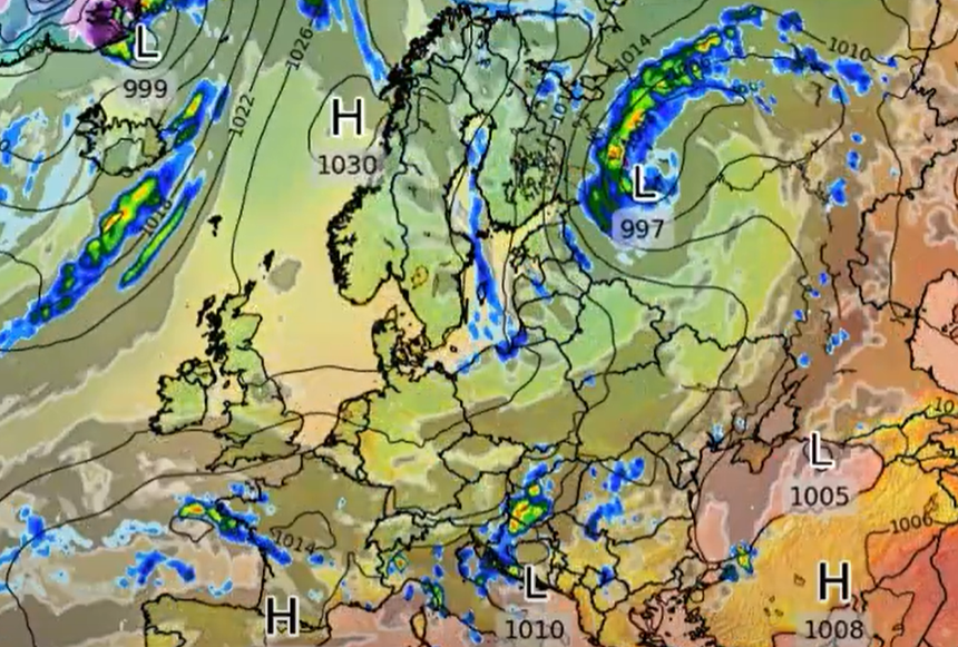 Mapa pogodowa Europy