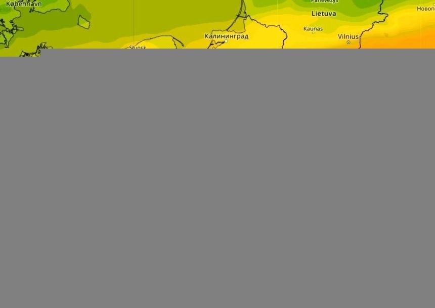 Prognoza temperatury w niedzielę wg. modelu GFS