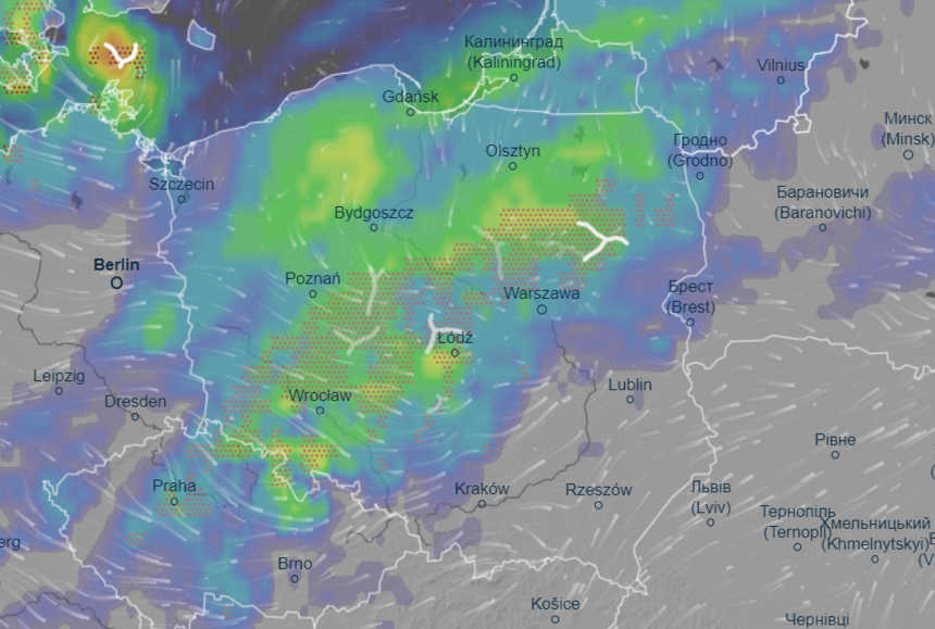 Mapa burzowa Polski