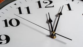 Biała tarcza zegara i czarne wskazówki