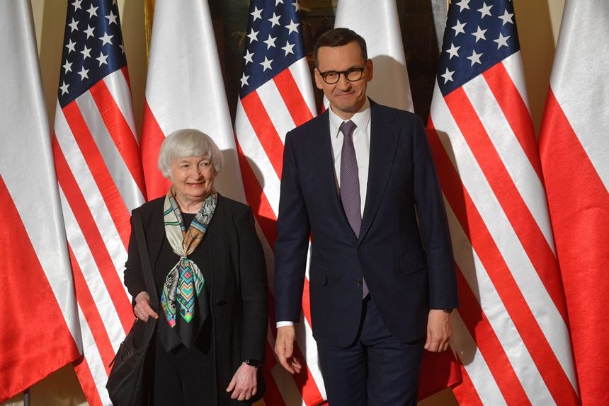 Janet Yellen i Mateusz Morawiecki