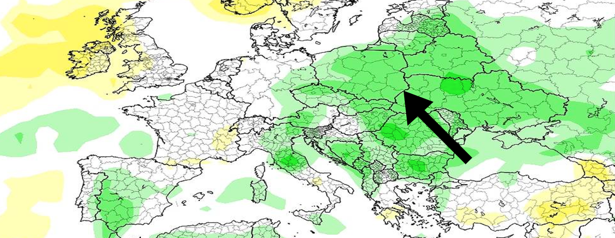 Miesięczna anomalia sumy opadów (mm) od marca do maja 2026
