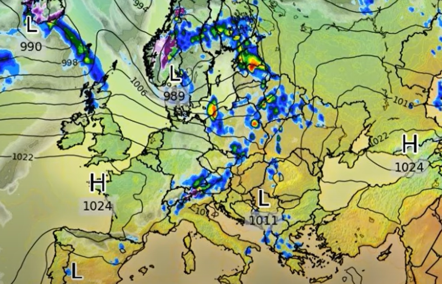 Mapa pogodowa Europy